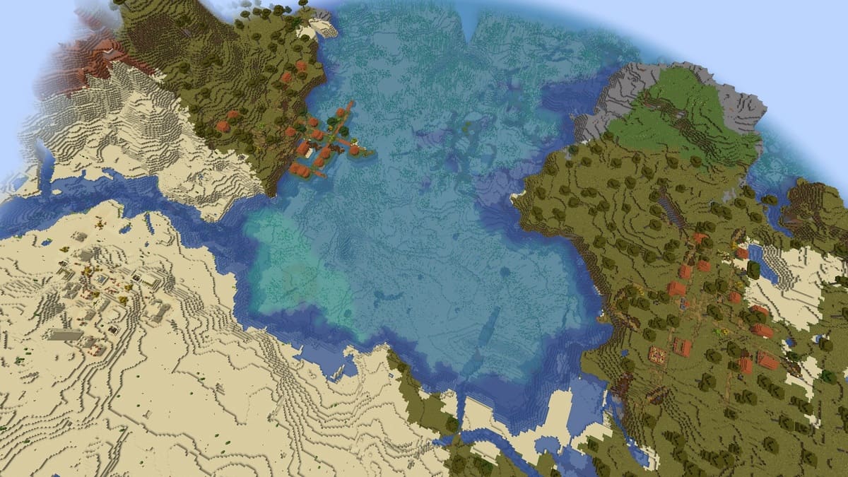 Double acacia village and desert village in Minecraft