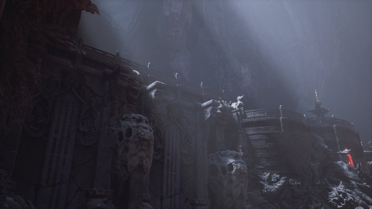 A large stone building in a cave in Black Myth: Wukong