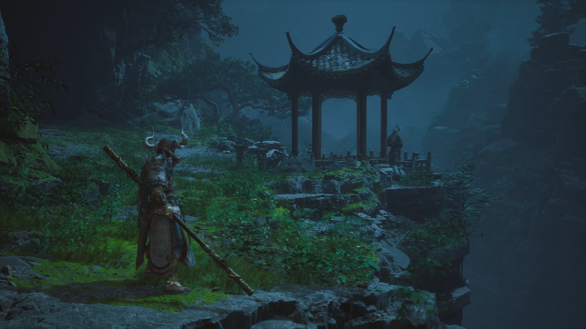 A pagoda in the background, the place where Yellow Loong frpom in Black Myth: Wukong can be found.