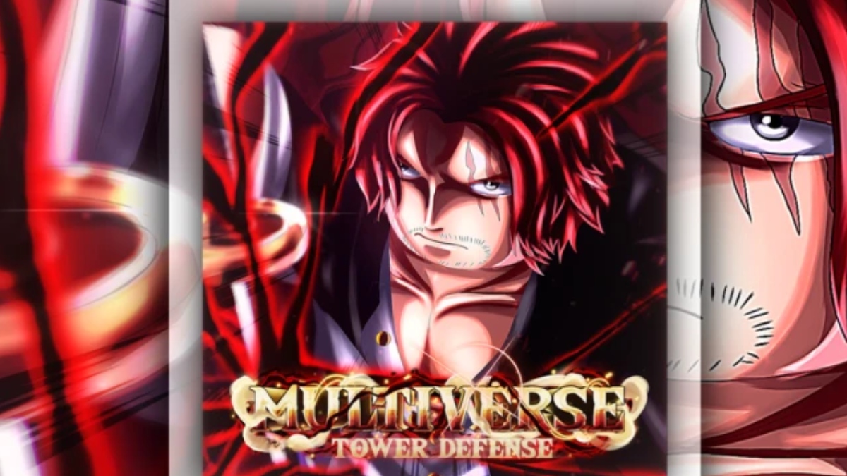 multiverse tower defense trello link and discord link with red haired shanks promo art