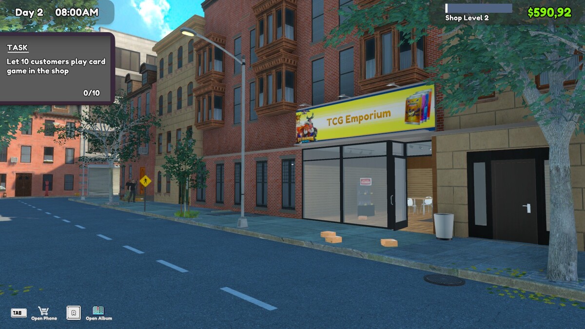 A look at the TCG card shop from outside in TCG Card Shop Simulator