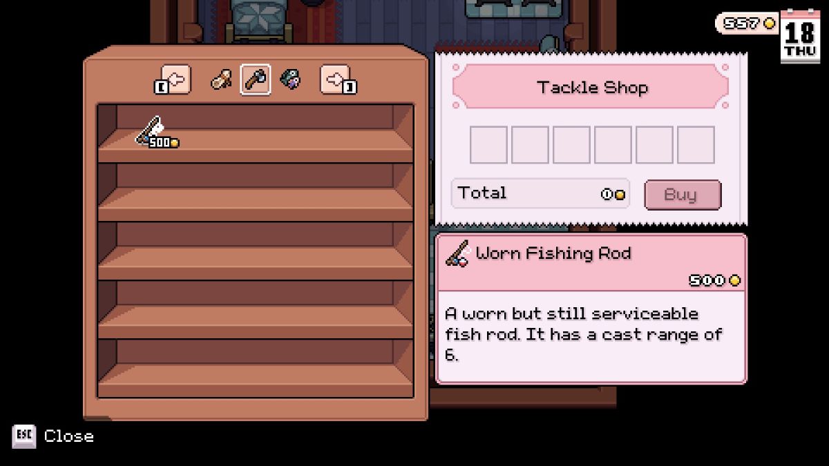 Worn Fishing Rod for sale at Terithia's store in Fields of Mistria