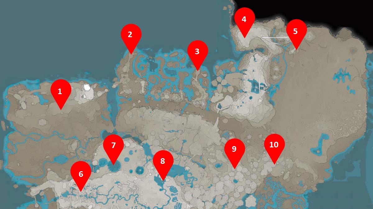 All Northern Map SAM Ore Locations in Satisfactory