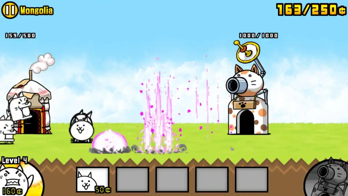 Using cat cannon on the battlefield in Battle Cats