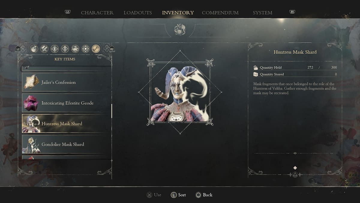 Huntress Mask Shard item description.