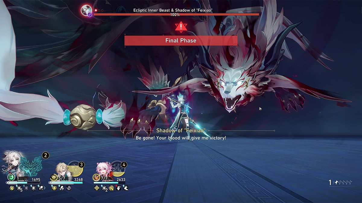 The final phase of the Shadow of "Feixiao" fight in Honkai: Star Rail