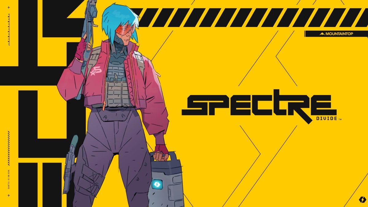 A loading screen from Spectre Divide, featuring a character to the left and the game's logo on the right.