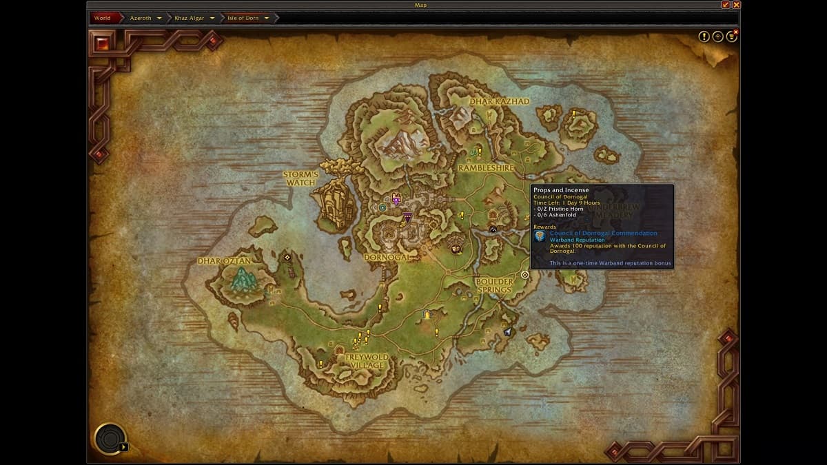 Isle of Dorn world quest map wow the war within