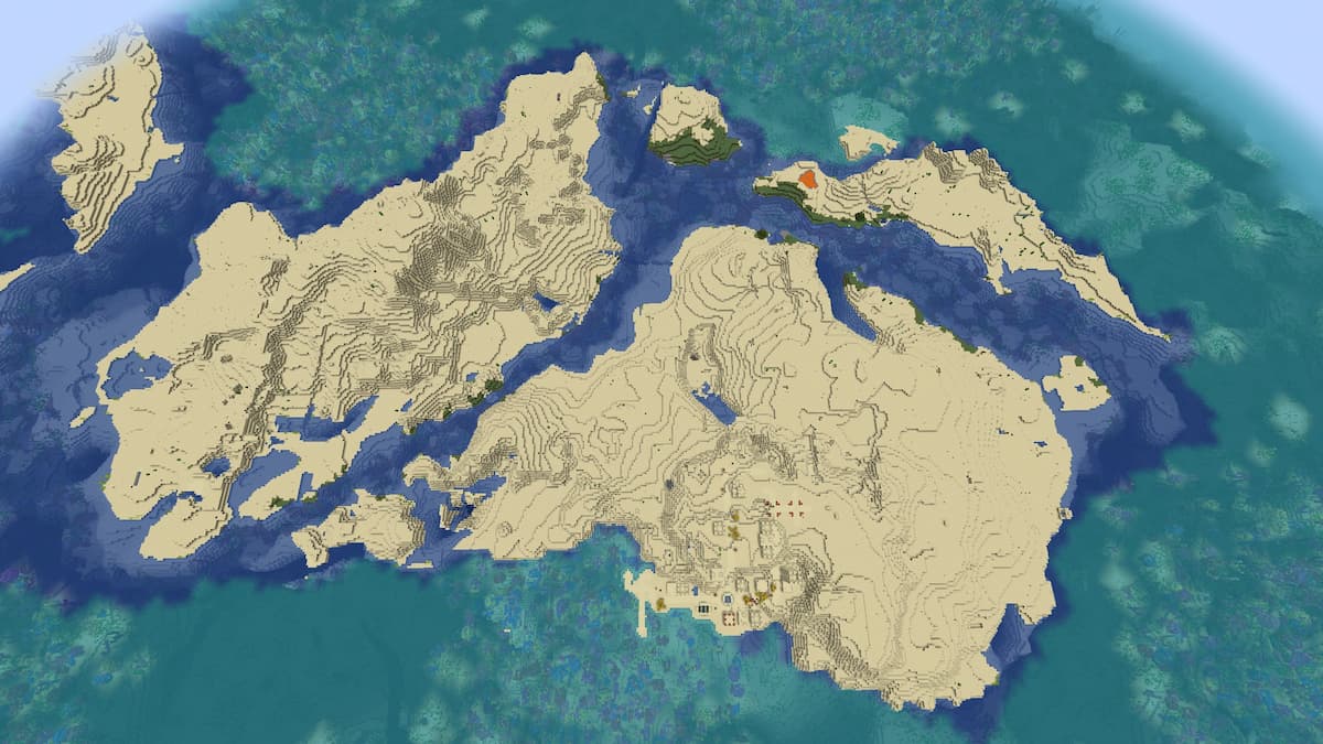 A large Desert island in a Minecraft Coral Reef