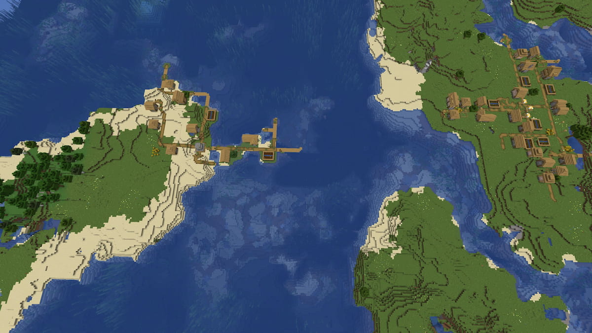 Two Plains Villages at the start of a Minecraft world