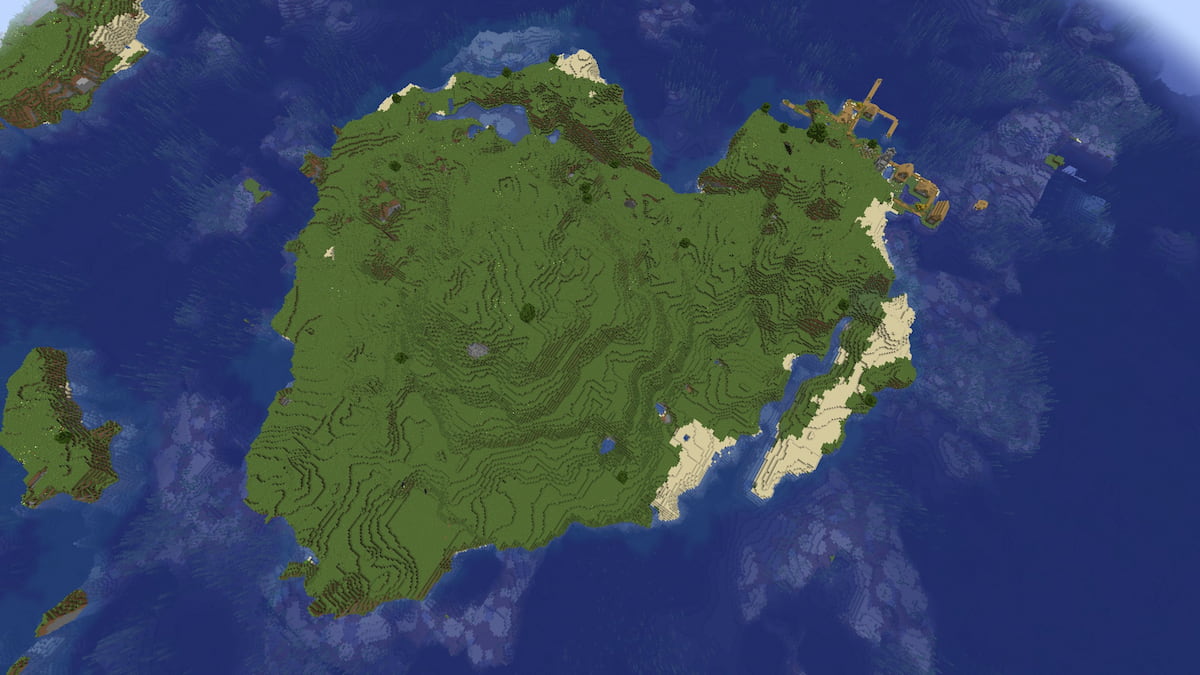 A large Plains island with a Plains Village in Minecraft