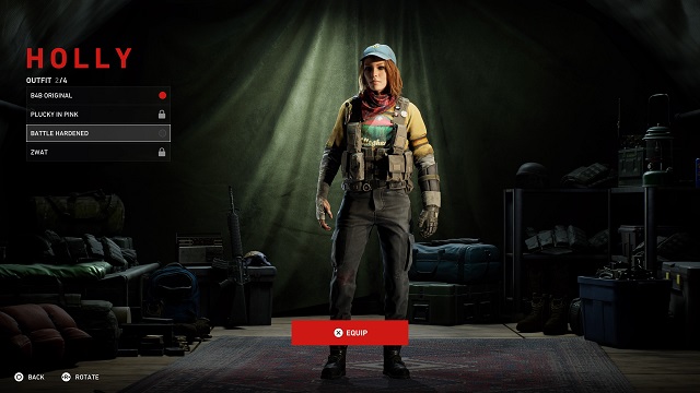 Screenshot of Holly's outfits menu.