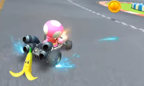 Blue sparks indicate a mini turbo boost in Mario Kart Tour