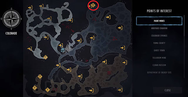 Wasteland 3 map showing the location of the Forewarned is Forearmed skill book in Tellurium Mine.. 