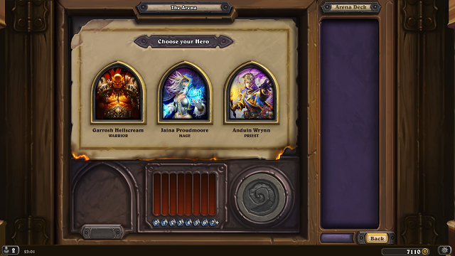 Hero selection screen in Hearthstone