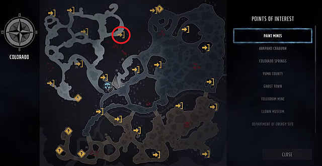 Wasteland 3 map showing the location of the Natural Net Processor Manual skill book in Department of Energy Site.. 